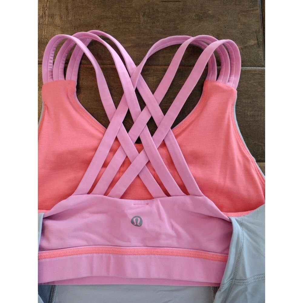 LULULEMON Women's gray pink Best The Heat Tank Top w/ racerback sports bra - 6